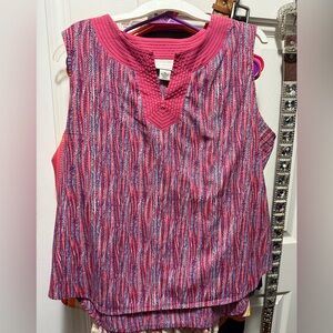 Pink and Blue Patterned Sleeveless Top